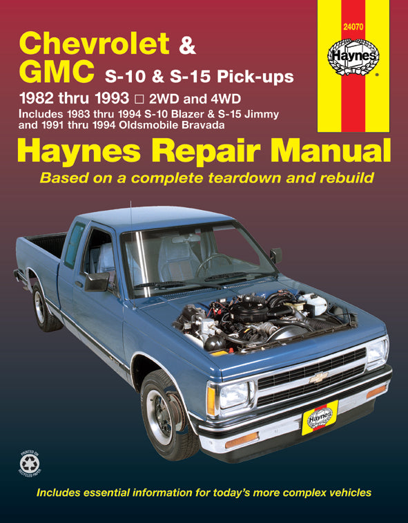 Chevrolet S-10 & GMC S-15 pick-ups (1982-1993) petrol. inc. S-10 Blazer & S-15 Jimmy (1983-1994) & Oldsmobile Bravada (1991-1994) Haynes Repair Manual (USA)