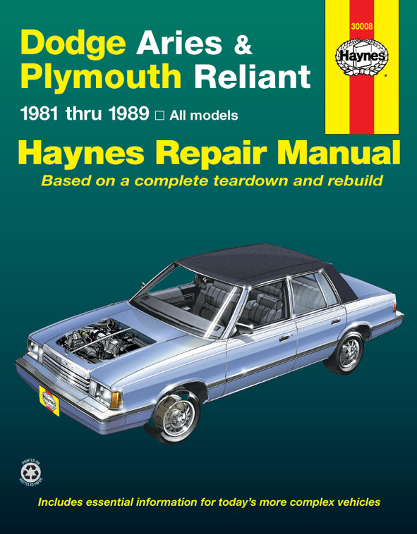 Dodge Aries and Plymouth Reliant (1981 - 1989) Haynes Repair Manual (USA)
