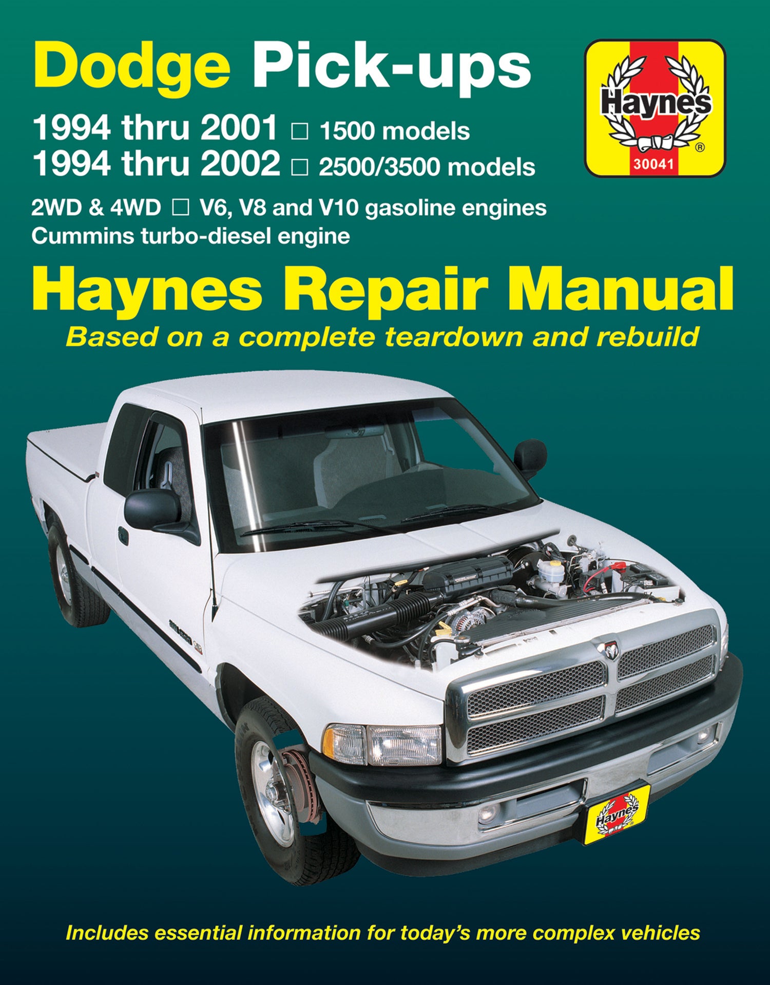 Dodge full-size pick-ups 1500 (1994-2001) & 2500/3500 (1994-2002) petrol & Cummins turbo-diesel Haynes Repair Manual (USA)