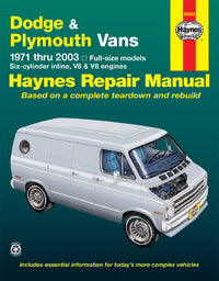 Dodge Tradesman, Sportsman & Plymouth Voyager full-size in-line 6, V6 & V8 vans (1971-2003) Haynes Repair Manual (USA)