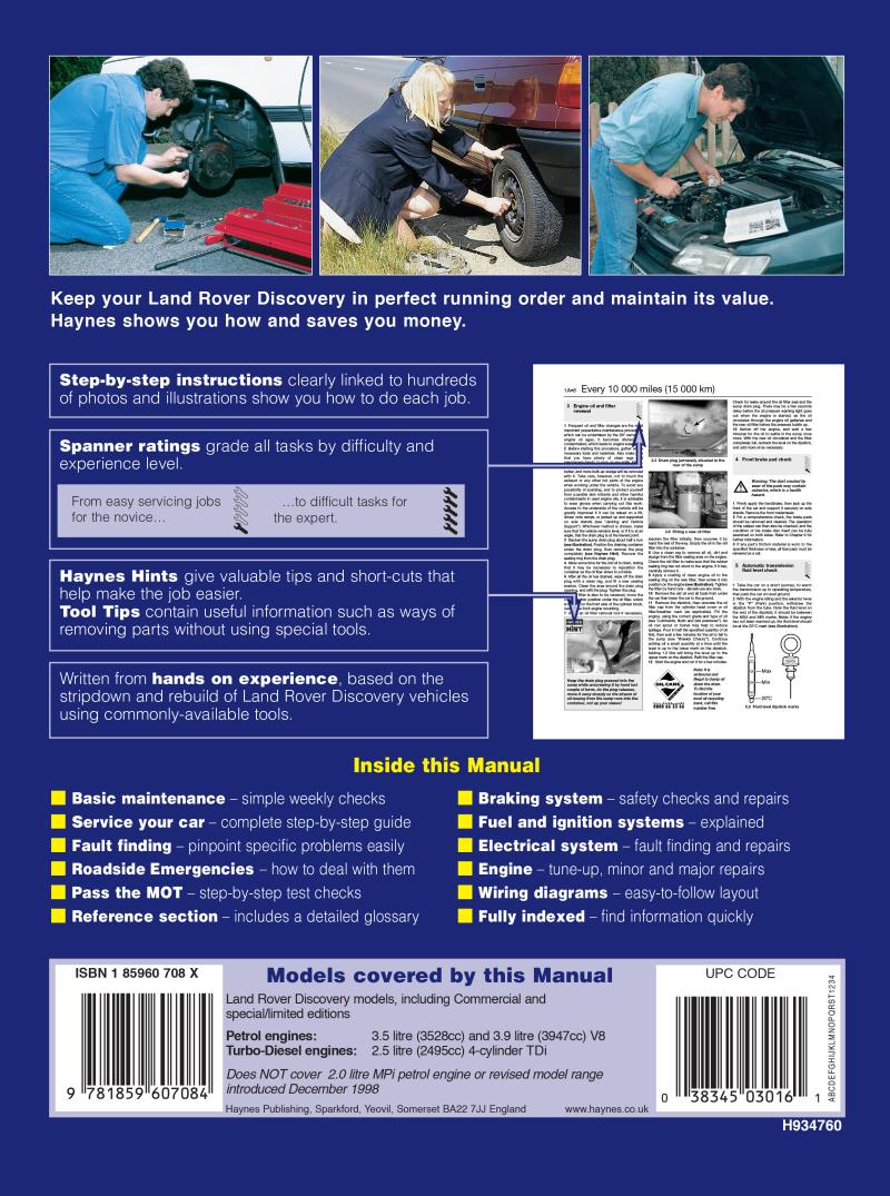 Land Rover Discovery Petrol & Diesel (89 - 98) Haynes Repair Manual