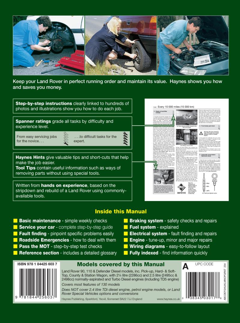 Land Rover 90, 110 & Defender Diesel (83 - 07) Haynes Repair Manual