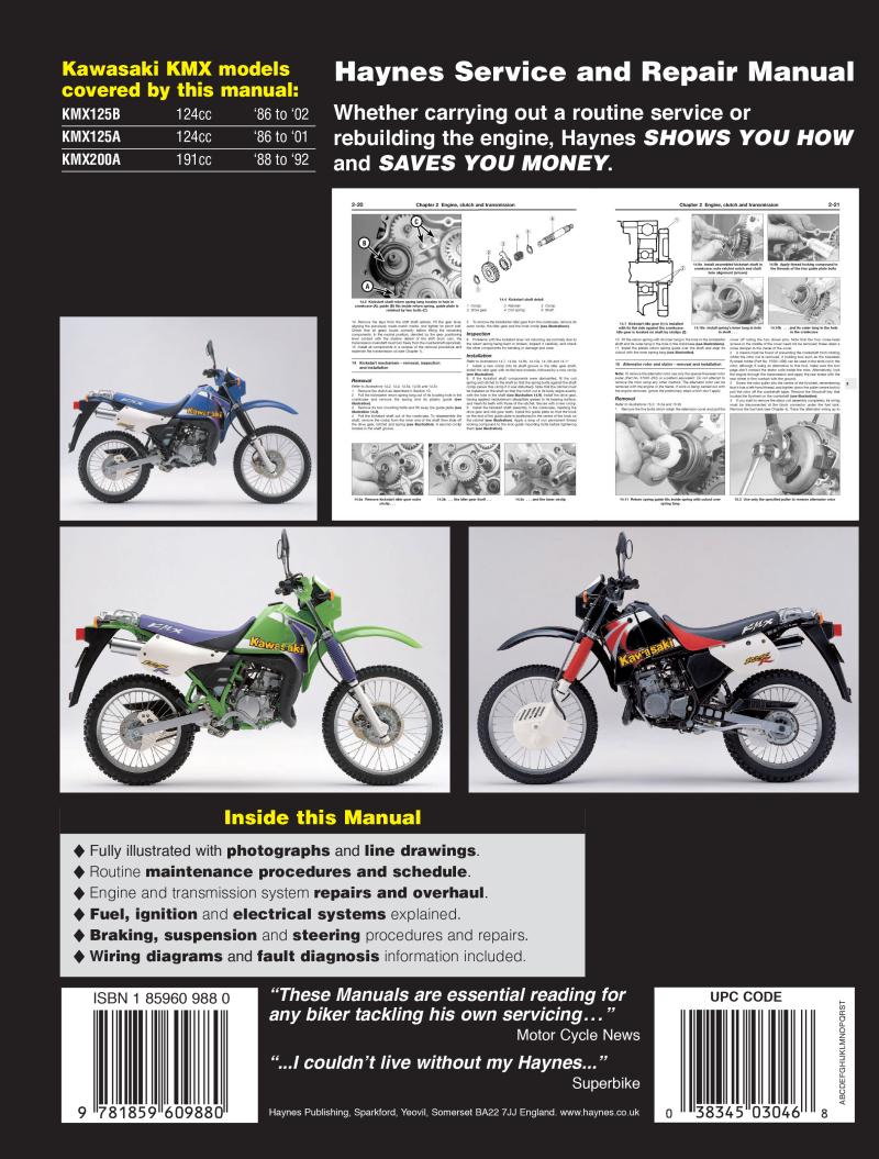 Kawasaki KMX125 & 200 (86 - 02) Haynes Repair Manual