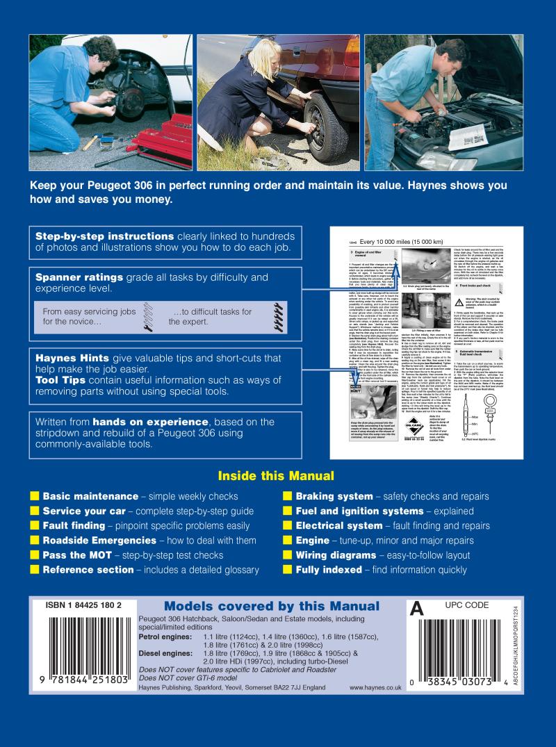 Peugeot 306 Petrol & Diesel (93 - 02) Haynes Repair Manual