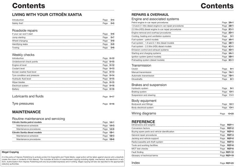 Citroen Xantia Petrol & Diesel (93 - 01) Haynes Repair Manual