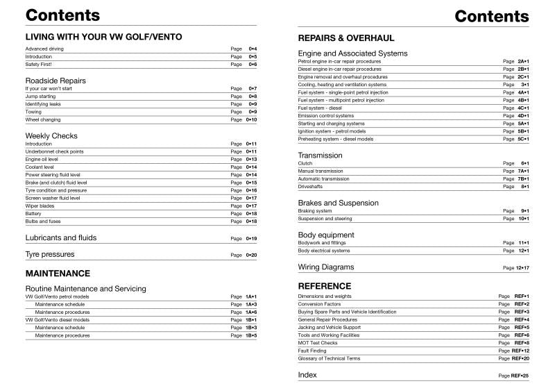 VW Golf & Vento Petrol & Diesel (Feb 92 - Mar 98) Haynes Repair Manual