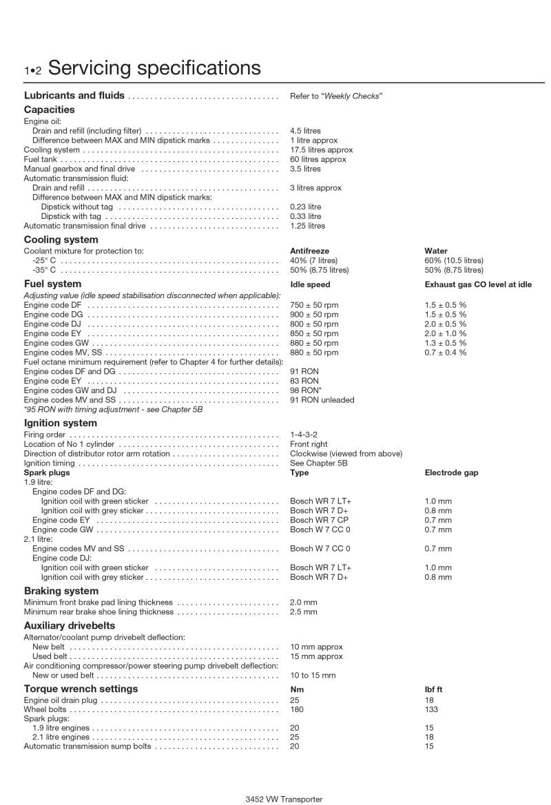 VW Transporter (water-cooled) Petrol (82 - 90) Haynes Repair Manual