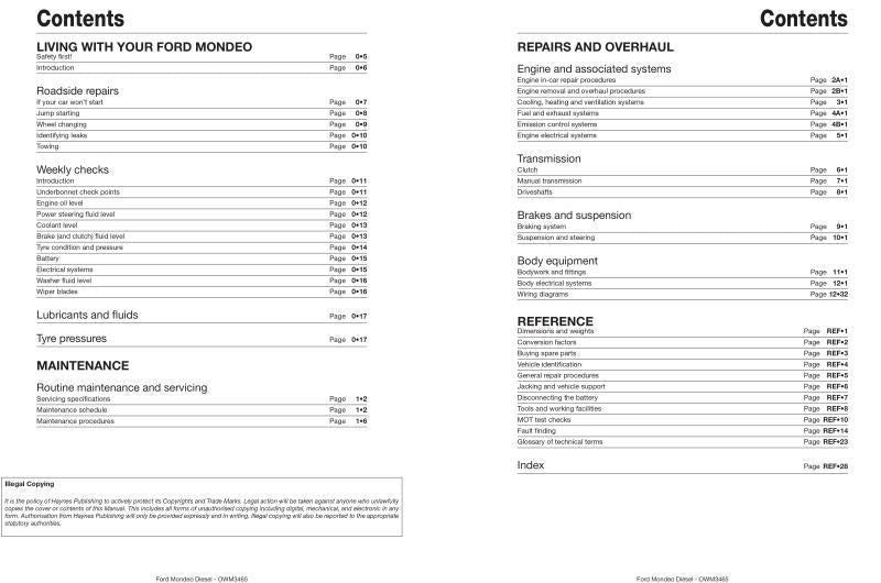 Ford Mondeo Diesel (93 - Sept 00) Haynes Repair Manual