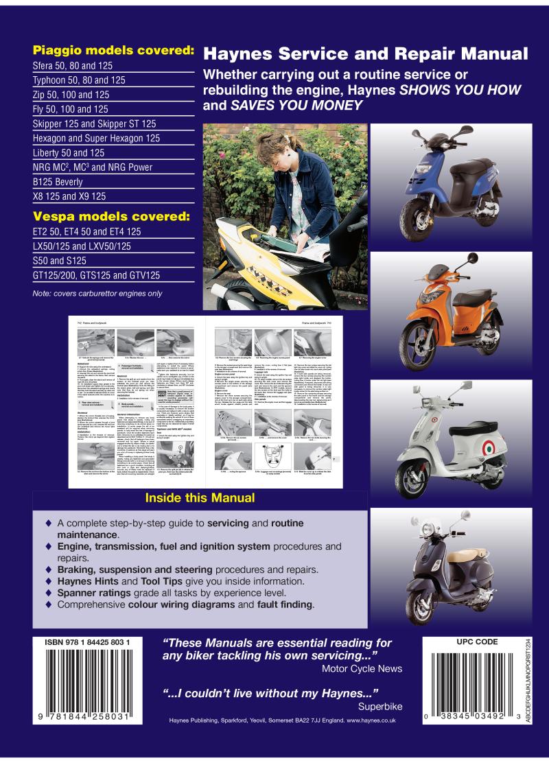 Piaggio (Vespa) Scooters (91 - 09) Haynes Repair Manual