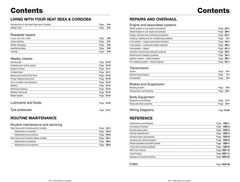Seat Ibiza & Cordoba Petrol & Diesel (Oct 93 - Oct 99) Haynes Repair Manual