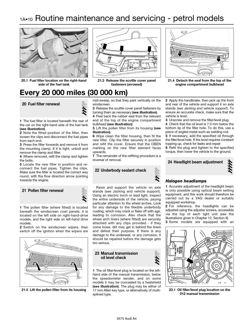 Audi A4 Petrol & Diesel (95 - 00) Haynes Repair Manual
