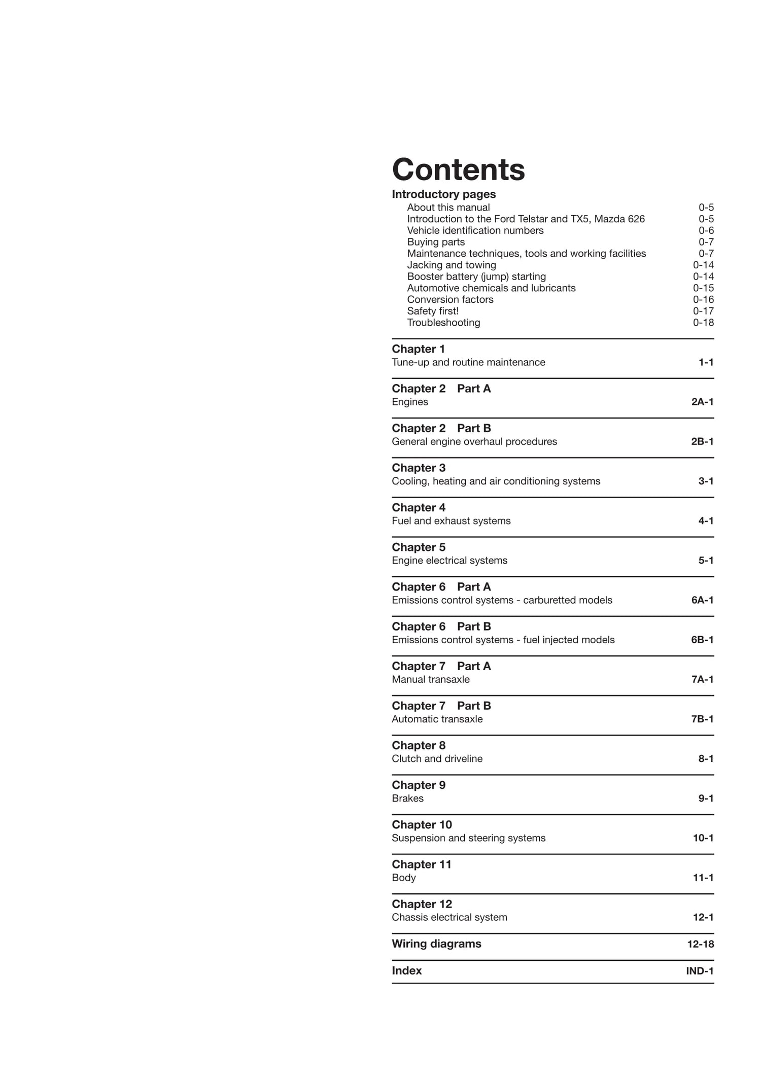 Ford Telstar and Mazda TX5 and 626 (83-90) Haynes Repair Manual