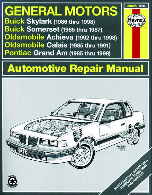 General Motors covering Buick Skylark (86-98), Buick Somerset (85-87), Oldsmobile Achieva (92-98), Oldsmobile Calais (85-91), & Pontiac Grand Am (85-98) (inc. Pontiac 2.3L Quad 4) Haynes Repair Manual (USA)