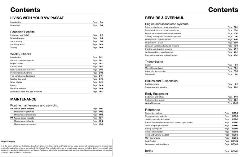 VW Passat 4-cyl Petrol & Diesel (Dec 96 - Nov 00) Haynes Repair Manual