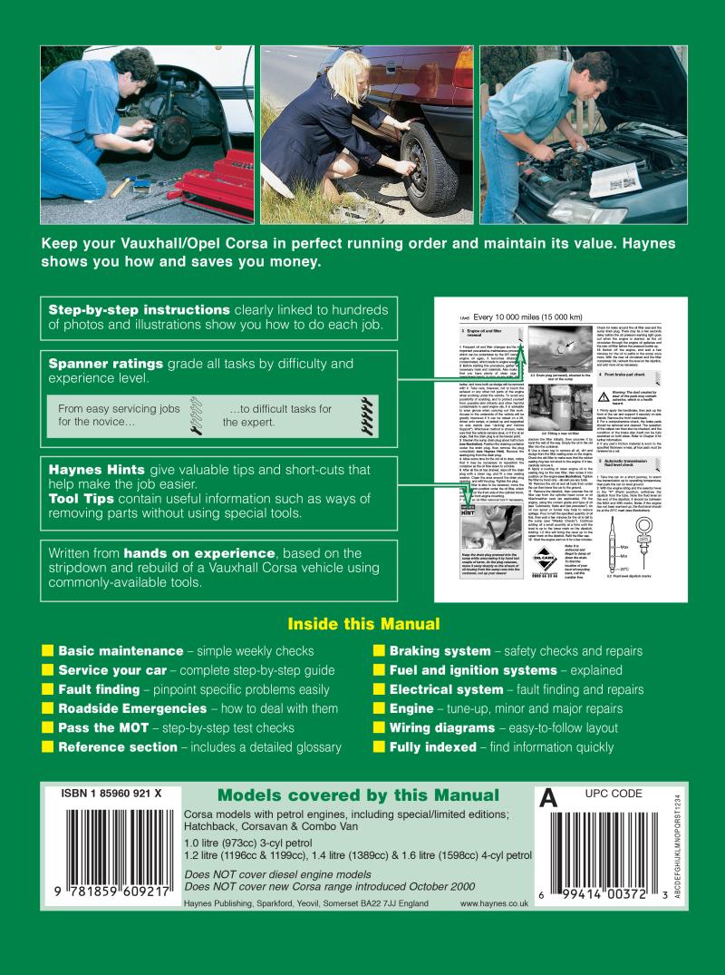 Vauxhall/Opel Corsa Petrol (Apr 97 - Oct 00) Haynes Repair Manual