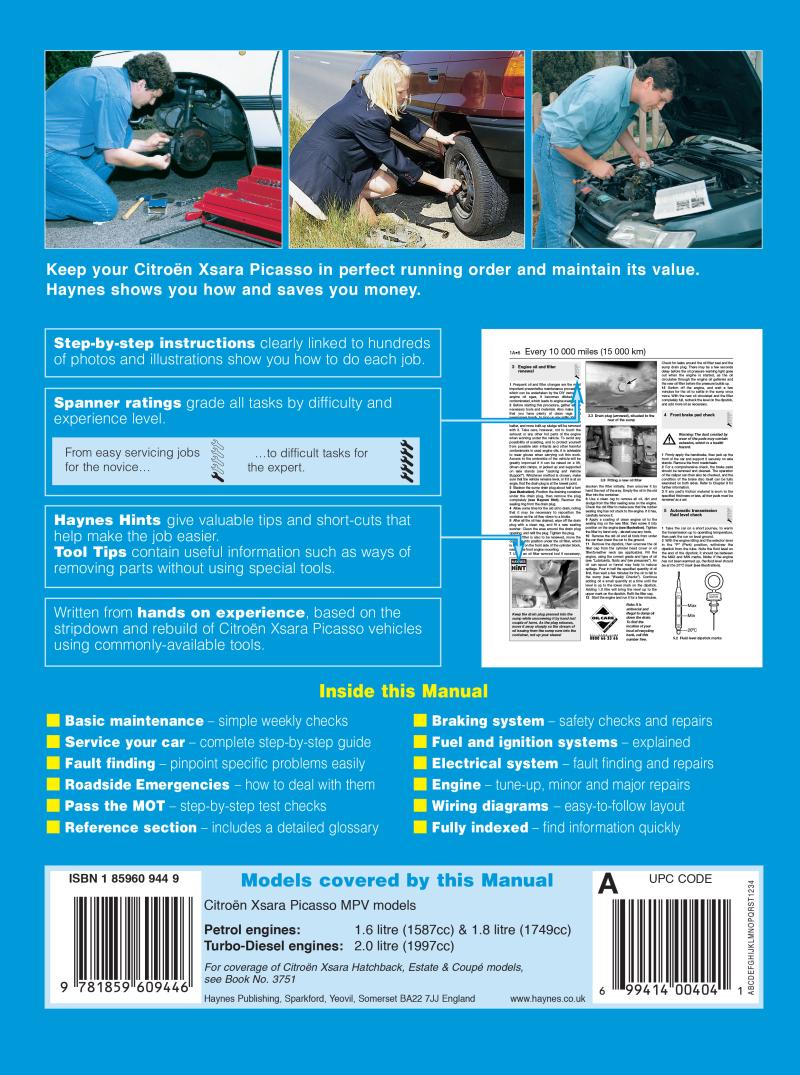 Citroen Xsara Picasso Petrol & Diesel (00 - 02) Haynes Repair Manual