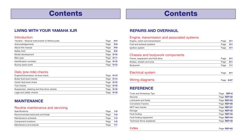 Yamaha XJR1200 & XJR1300 (95 - 06) Haynes Repair Manual