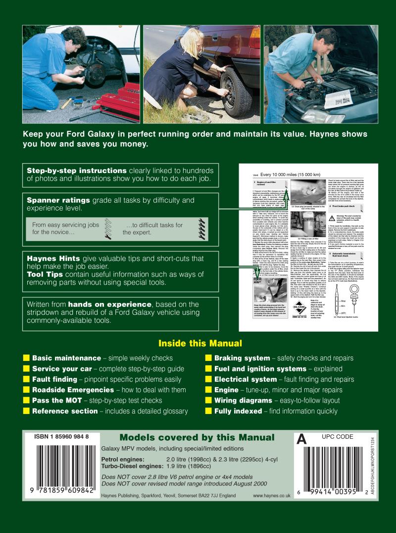 Ford Galaxy Petrol & Diesel (95 - Aug 00) Haynes Repair Manual