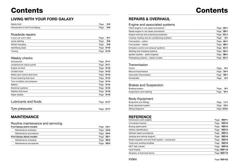 Ford Galaxy Petrol & Diesel (95 - Aug 00) Haynes Repair Manual
