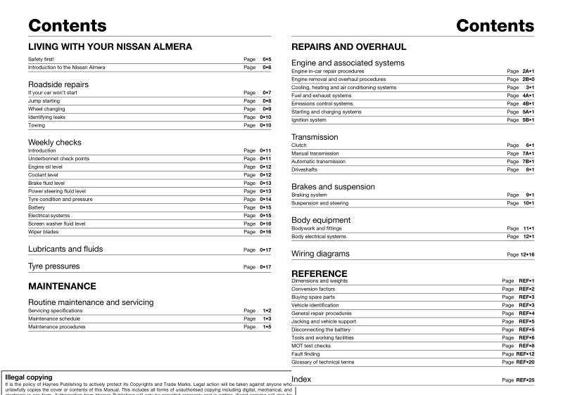 Nissan Almera Petrol (95 - Feb 00) Haynes Repair Manual