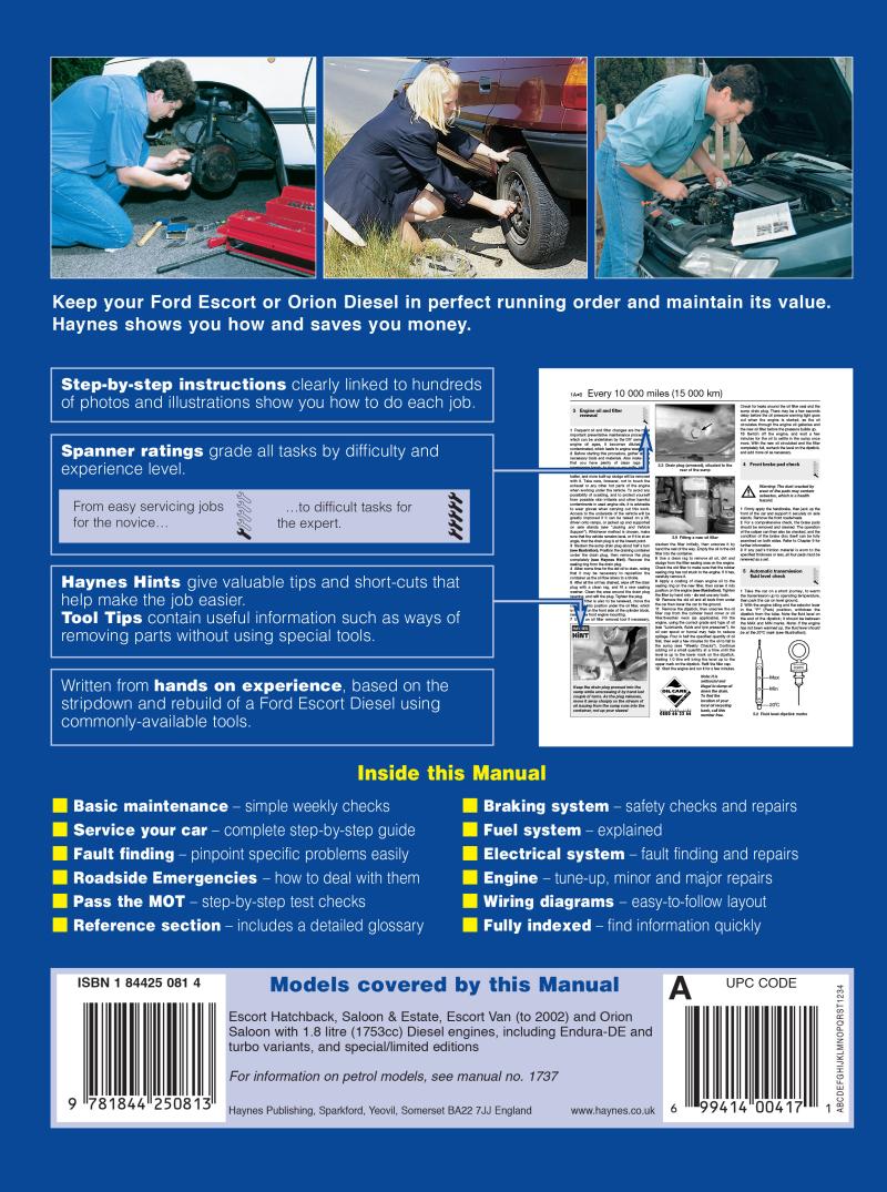 Ford Escort & Orion Diesel (Sept 90 - 00) Haynes Repair Manual