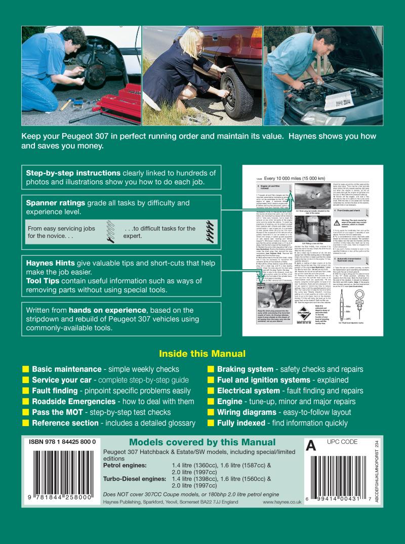 Peugeot 307 Petrol & Diesel (01 - 08) Haynes Repair Manual