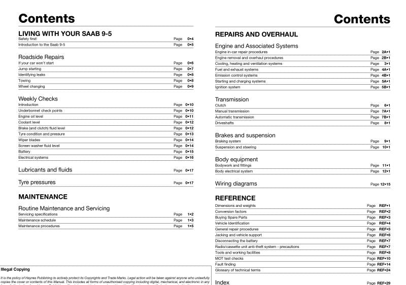 Saab 9-5 Petrol (97 - 05) Haynes Repair Manual