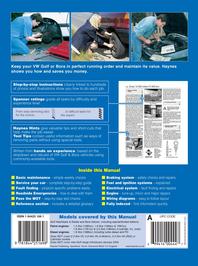 VW Golf & Bora 4-cyl Petrol & Diesel (01 - 03) Haynes Repair Manual