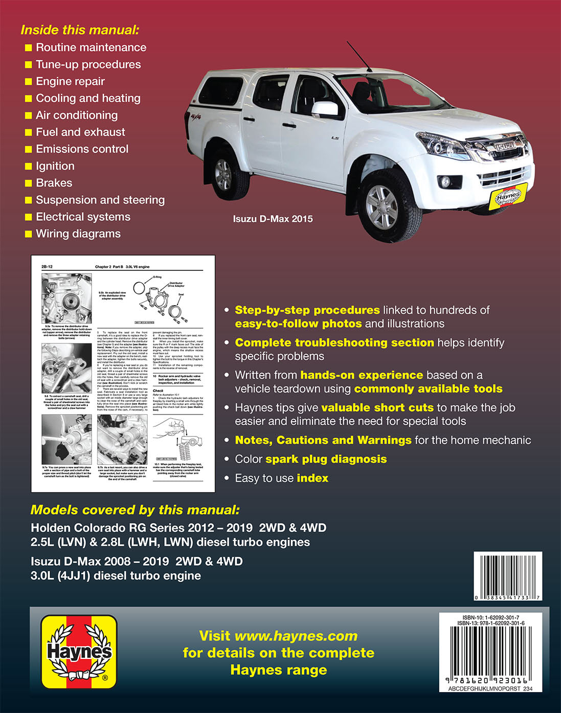 Holden Colorado 2012-2019/Isuzu D-Max 2008-2019 Haynes Repair Manual
