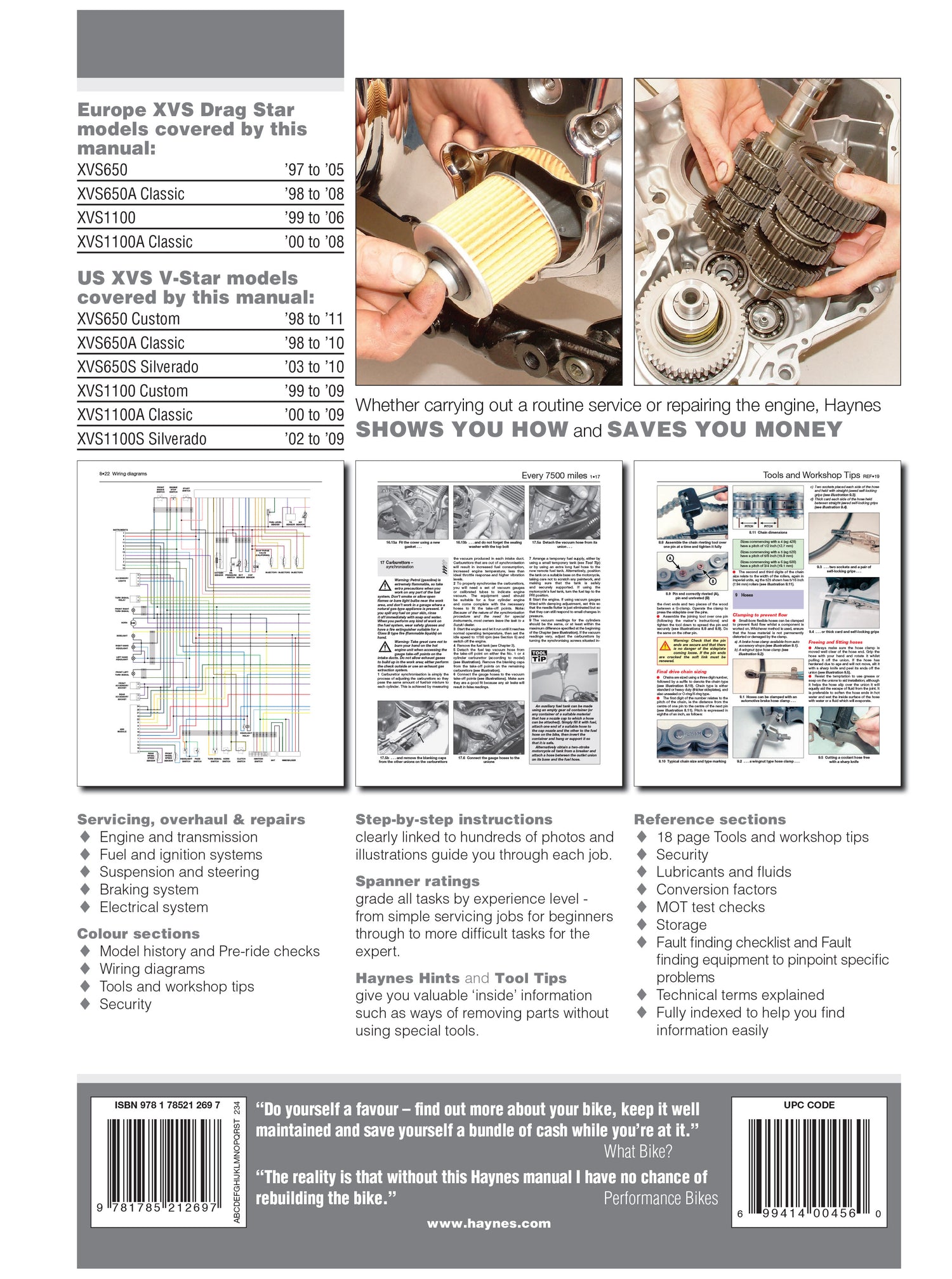 Yamaha XVS650 & 1100 Drag Star/V-Star (97 - 11) Haynes Repair Manual