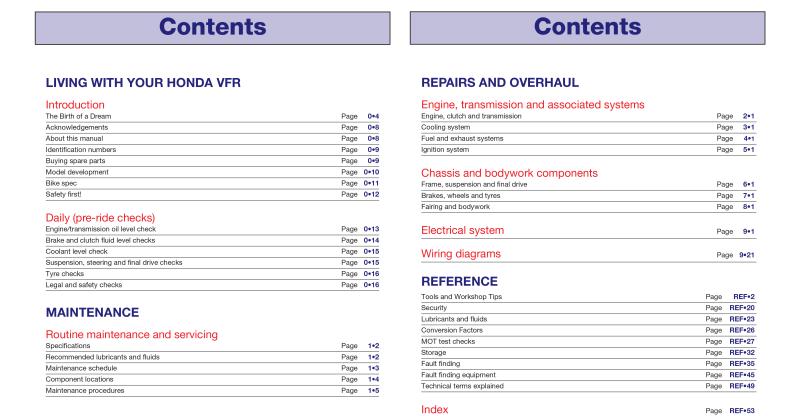 Honda VFR V-Tec V-Fours (02 - 09) Haynes Repair Manual