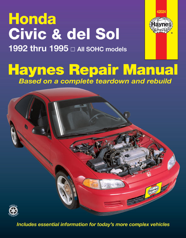 Honda Civic & del Sol covering (1992-1995) Haynes Repair Manual (USA)