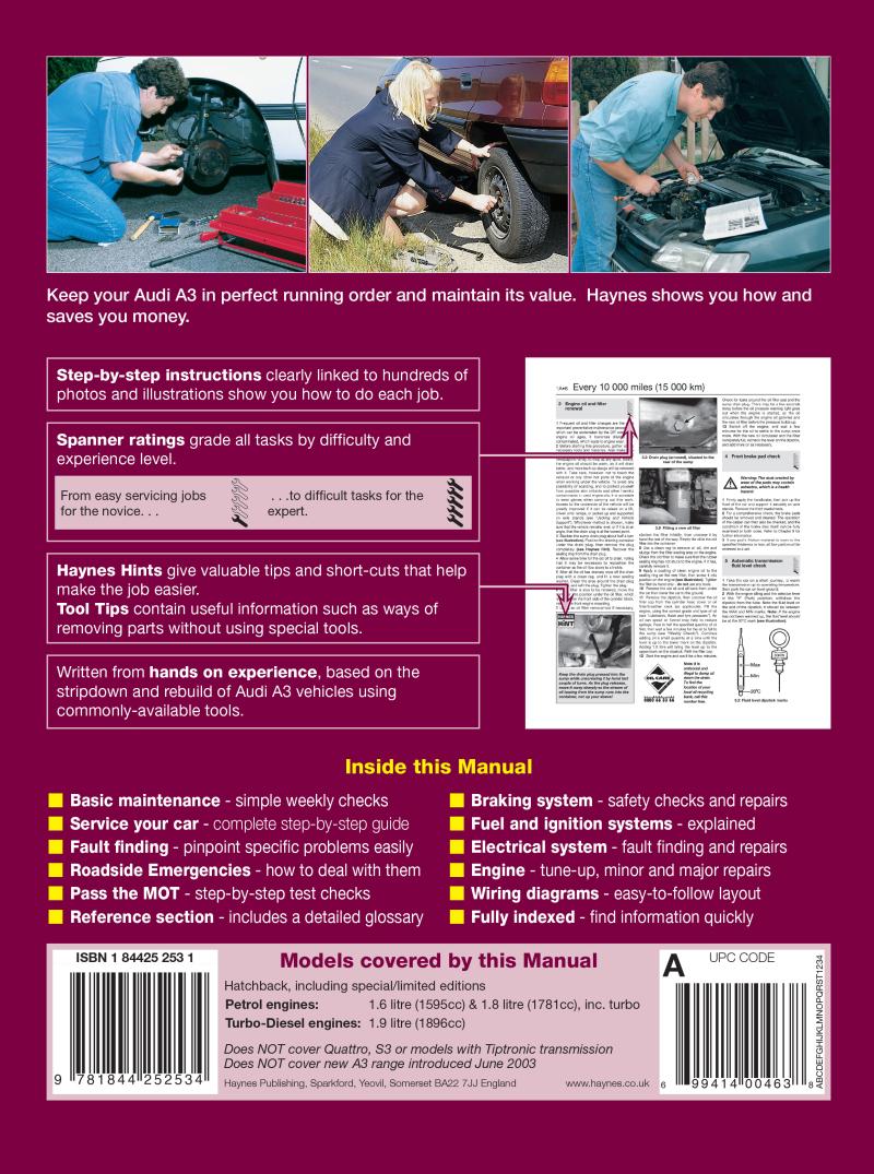 Audi A3 Petrol & Diesel (96 - May 03) Haynes Repair Manual