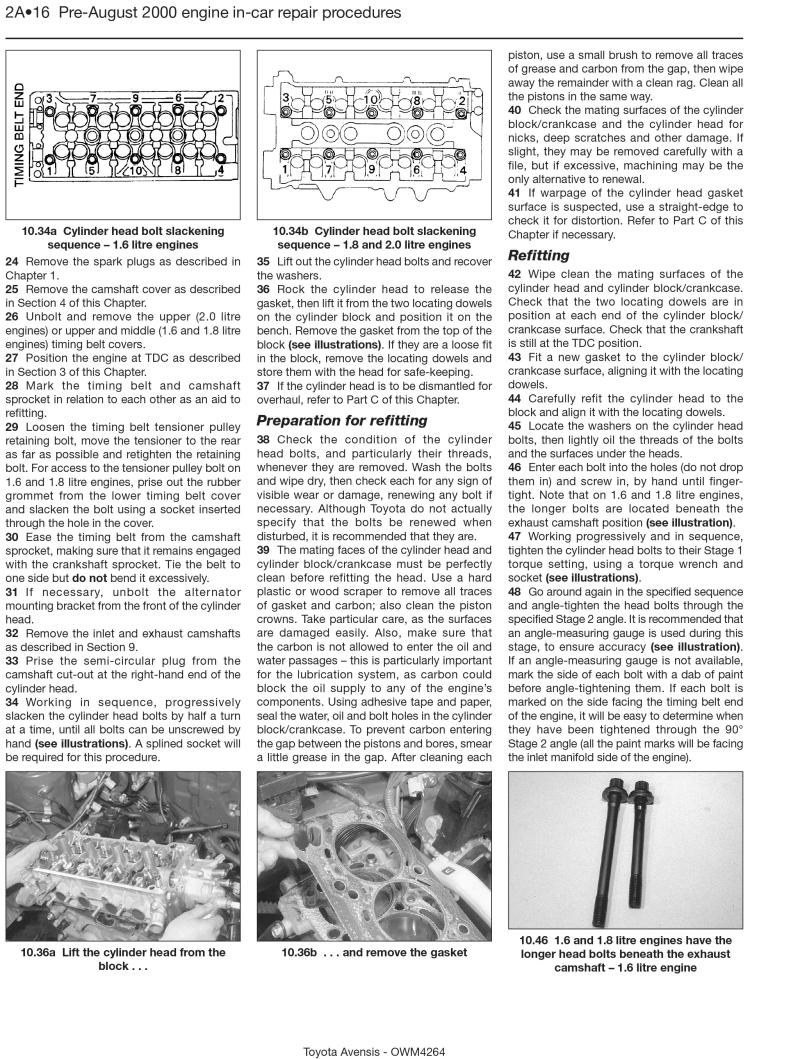 Toyota Avensis Petrol (98 - Jan 03) Haynes Repair Manual