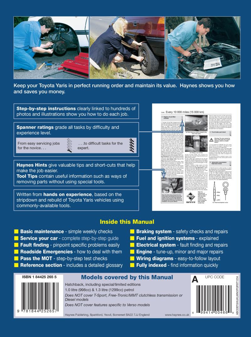 Toyota Yaris Petrol (99 - 05) Haynes Repair Manual