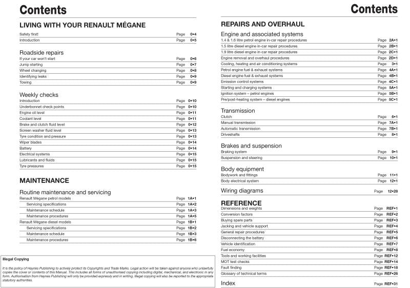 Renault Megane Petrol & Diesel (Oct 02 - 08) Haynes Repair Manual