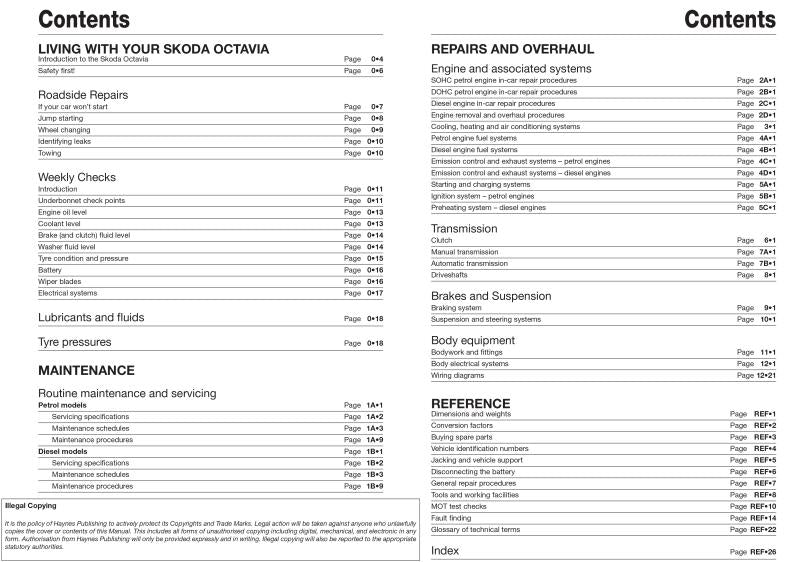Skoda Octavia Petrol & Diesel (98 - Apr 04) Haynes Repair Manual