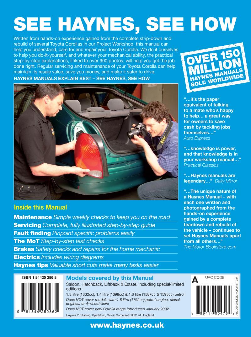 Toyota Corolla Petrol (July 97 - Feb 02) Haynes Repair Manual