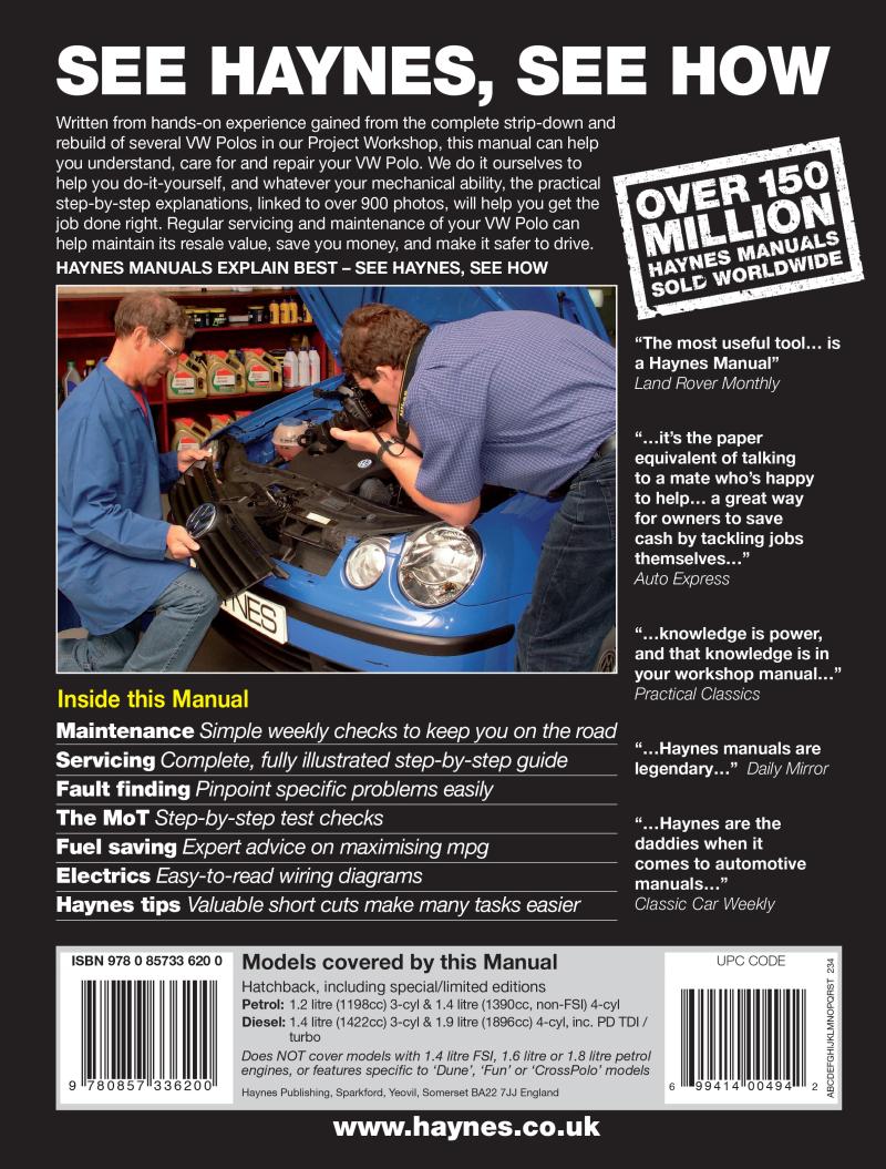 VW Polo Petrol & Diesel (02 - Sept 09) Haynes Repair Manual
