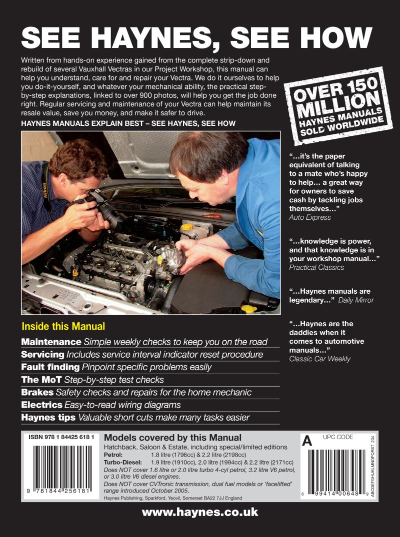 Vauxhall/Opel Vectra Petrol & Diesel (June 02 - Sept 05) Haynes Repair Manual