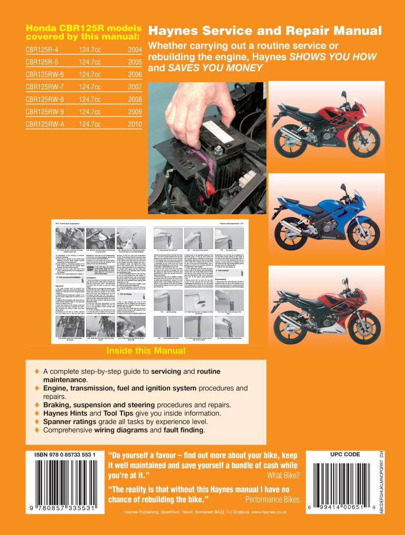 Honda CBR125R (04 - 10) Haynes Repair Manual – Haynes Manuals