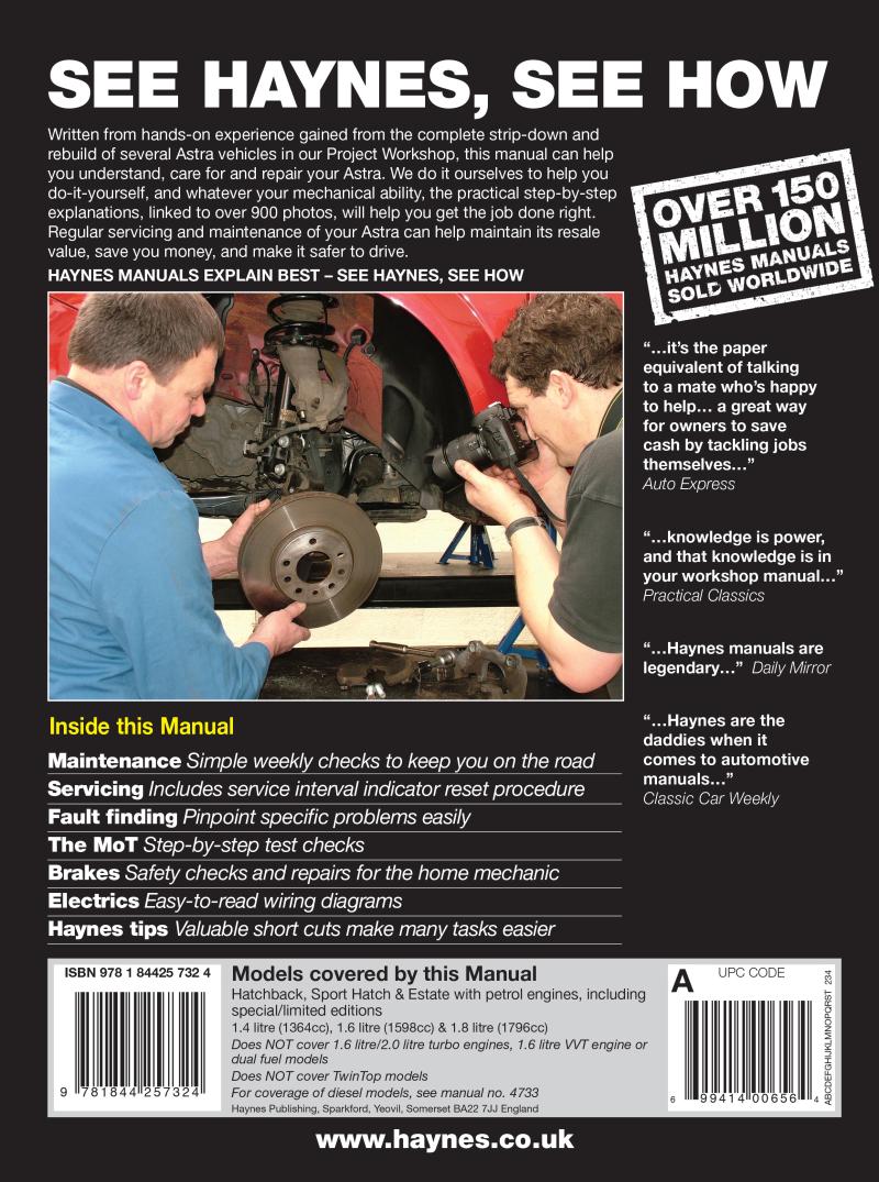 Vauxhall/Opel Astra Petrol (May 04 - 08) Haynes Repair Manual