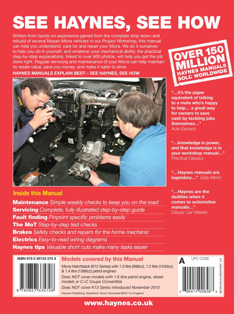 Nissan Micra (03 - Oct 10) Haynes Repair Manual