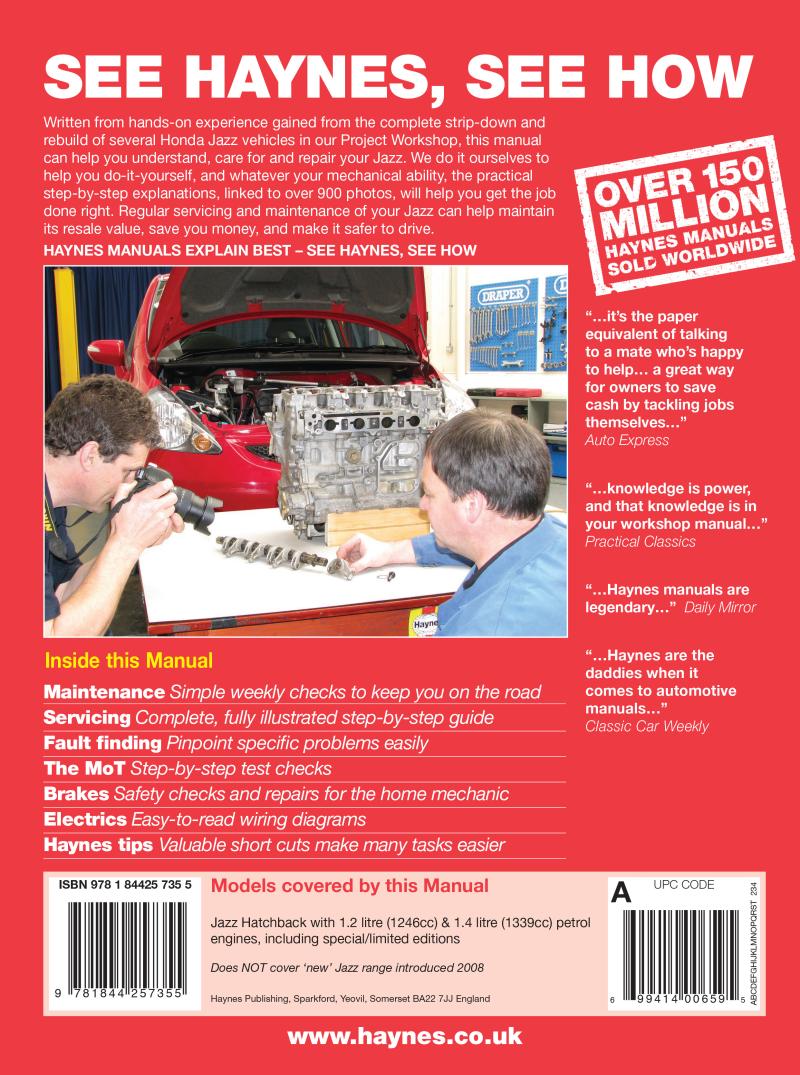 Honda Jazz (02 - 08) Haynes Repair Manual