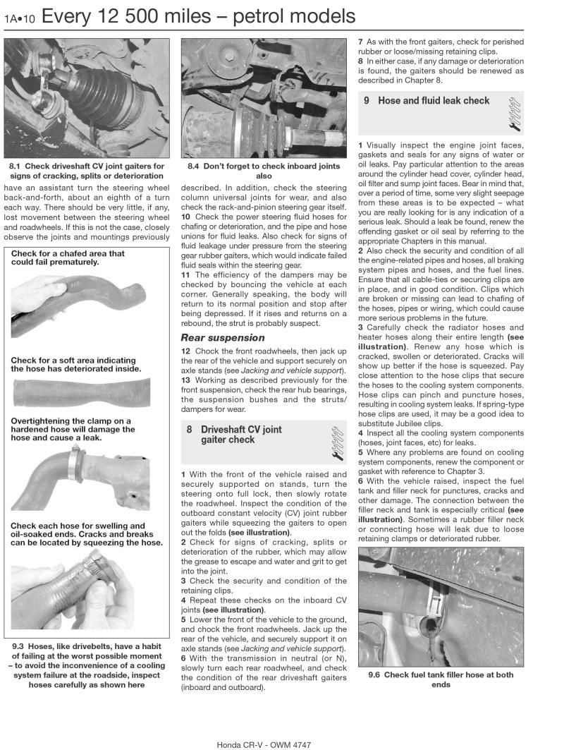 Honda CR-V Petrol & Diesel (02 - 06) Haynes Repair Manual