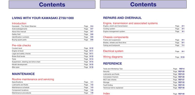 Kawasaki Z750 & Z1000 (03 - 08) Haynes Repair Manual