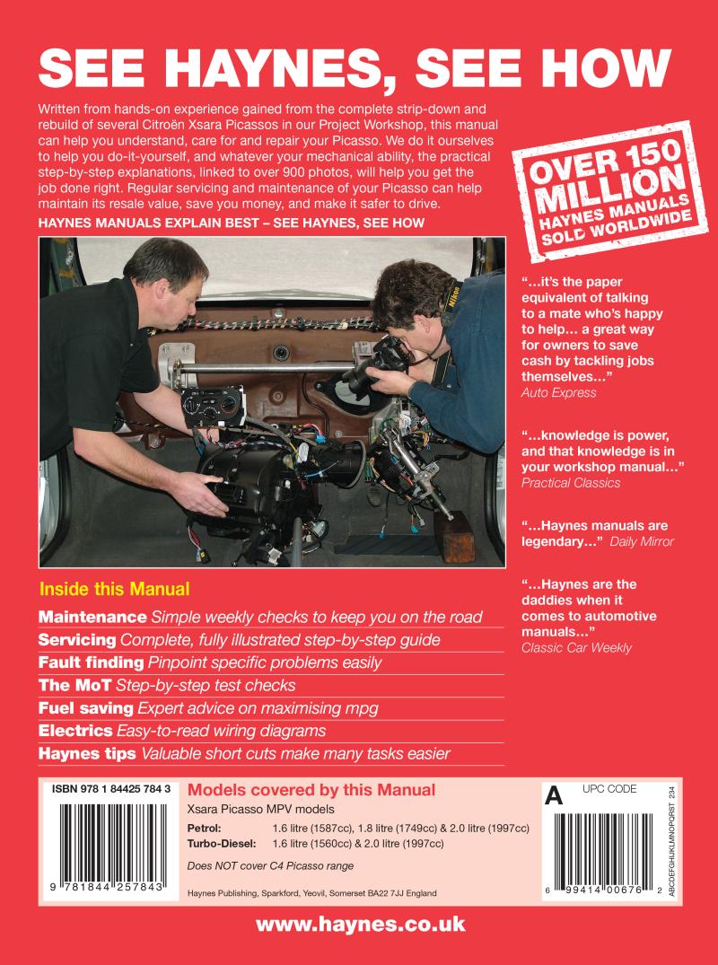 Citroen Xsara Picasso Petrol & Diesel (2004 - 2010) Haynes Repair Manual