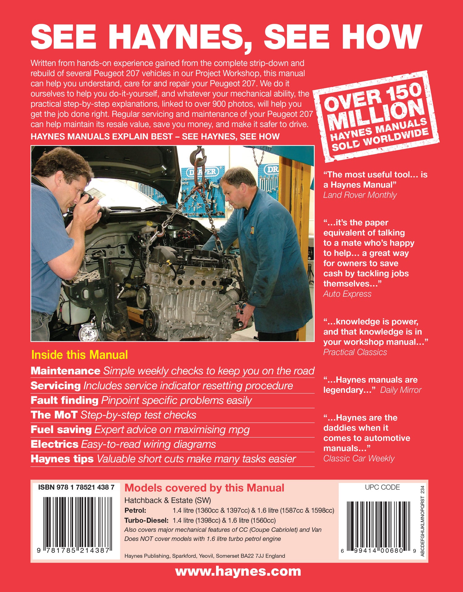 Peugeot 207 Petrol & Diesel (2006 - 2013) Haynes Repair Manual