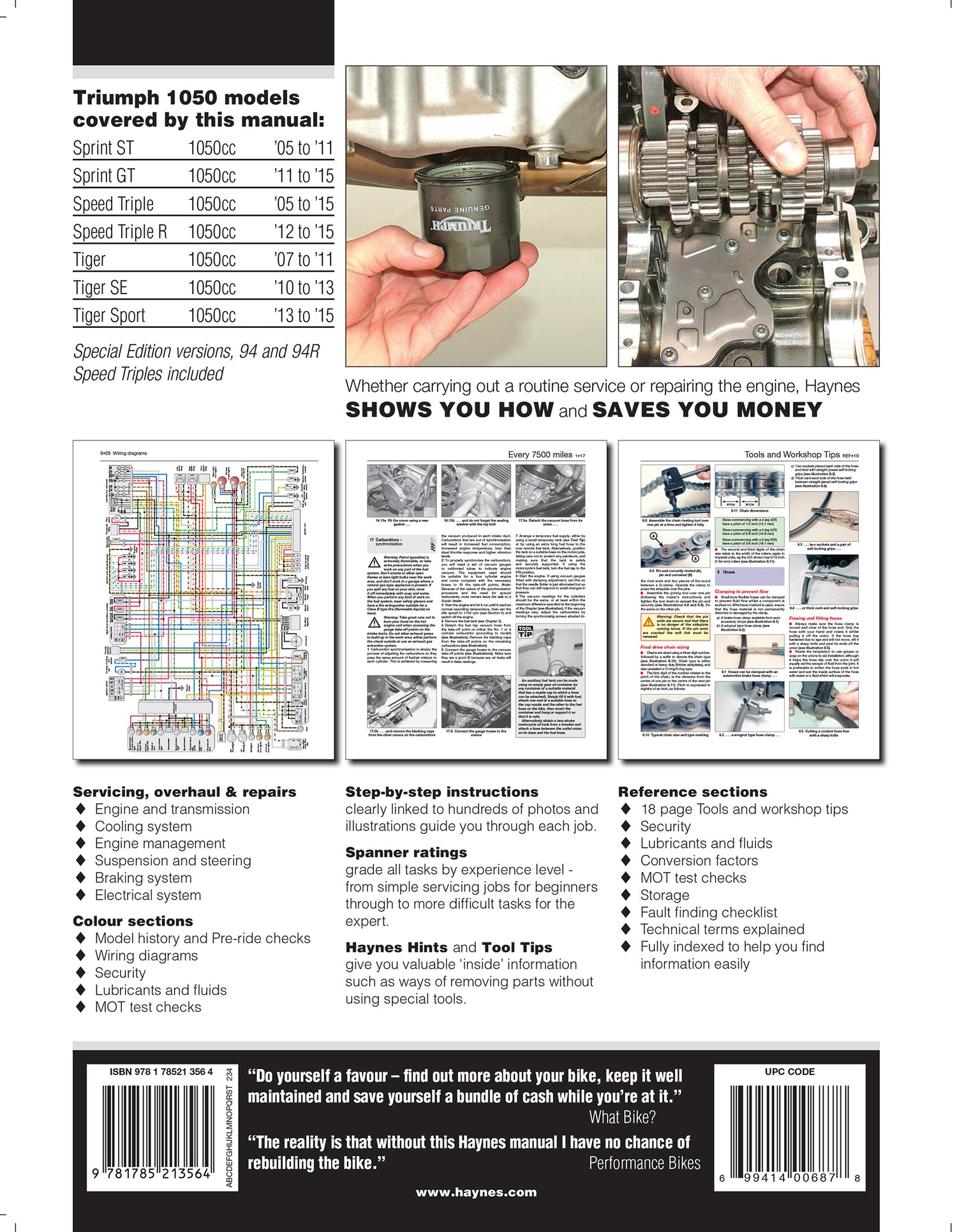 Triumph 1050 Sprint ST, Speed Triple & Tiger (05 - 15) Haynes Repair Manual