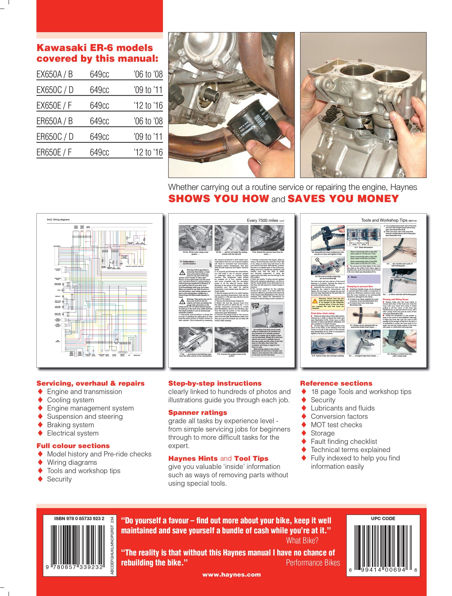 Kawasaki ER-6f & ER-6n (06 - 16) Haynes Repair Manual
